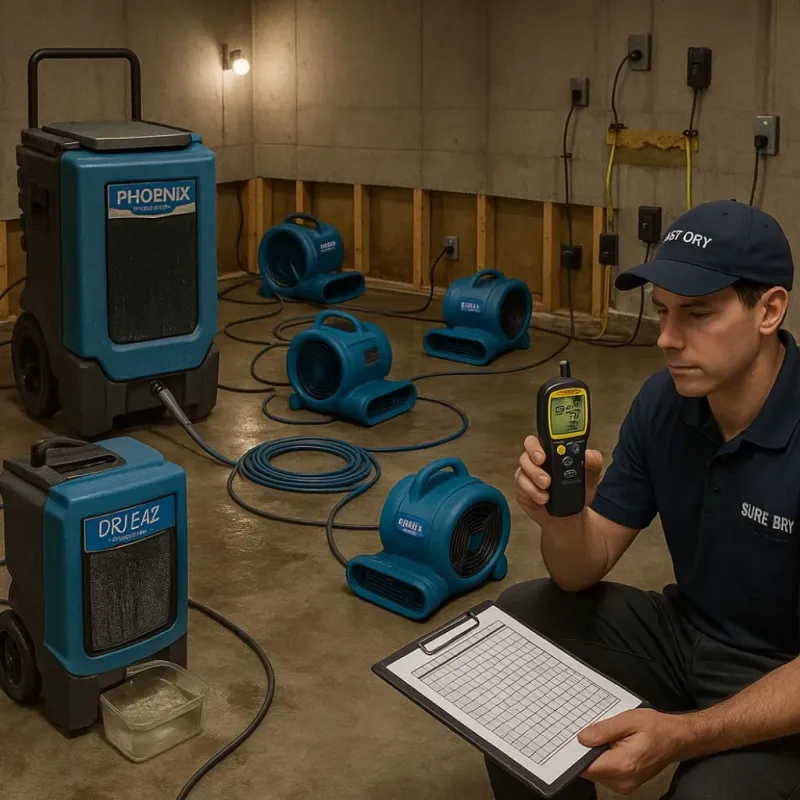 Structural Drying and Dehumidification process in Bladen County, NC